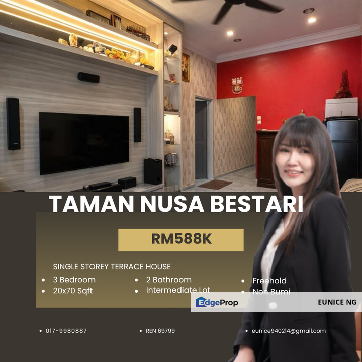 Taman Nusa Bestari - For Sale Kitchen Extended Single Storey Terrace House, Johor, Skudai
