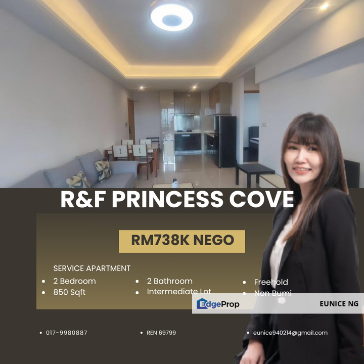R&F Princess Cove Phase 1 @ For Sale Fully Furnished, Johor, Johor Bahru