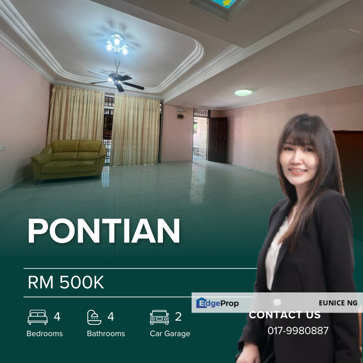 Taman Megah, Pontian - For Sale 22x70Sqft Double Storey Terrace House, Johor, Pontian