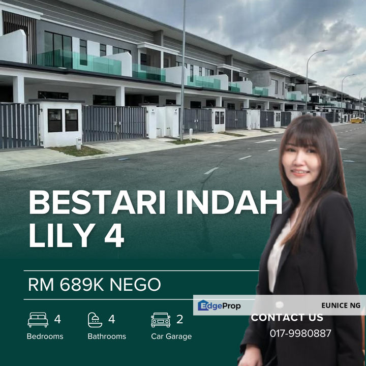 Bestari Indah Lily 4 - For Sale 20x70Sqft Double Storey Terrace House, Johor, Ulu Tiram