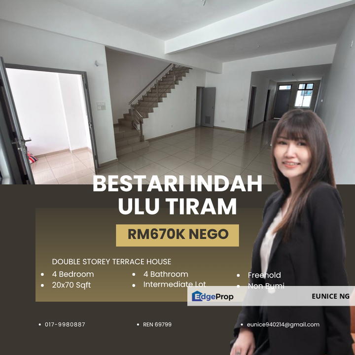 Bestari Indah @ Ulu Tiram - For Sale Double Storey Terrace House, Johor, Ulu Tiram