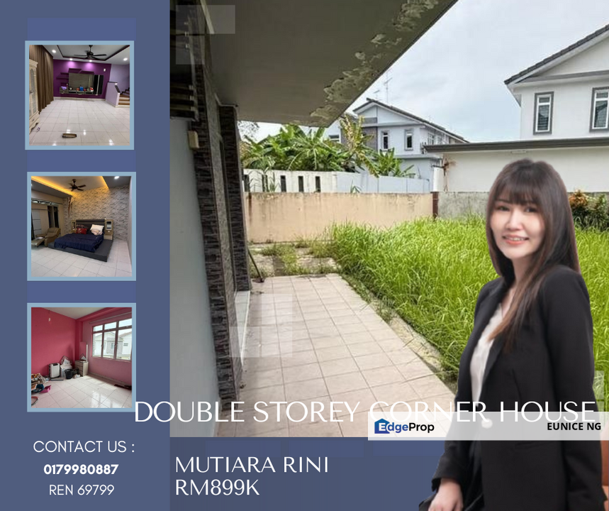 Mutiara Rini Jalan Utama Corner 双层排屋角头出售 超大空地, Johor, Skudai