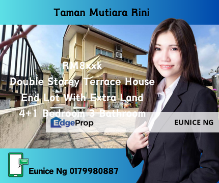 Jalan Bakti, Taman Mutiara Rini, Double Storey Terrace House, End Lot With Extra Land, Johor, Skudai