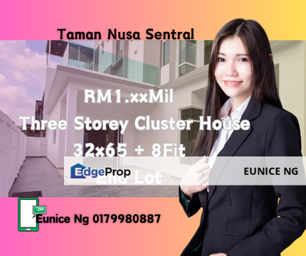 Taman Nusa Sentral @ Three Storey Cluster House @ End Lot, Johor, Nusajaya