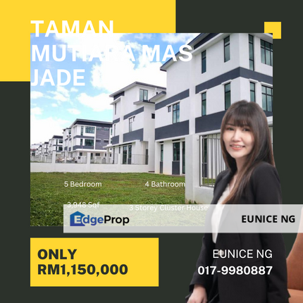 Taman Mutiara Mas Jade, 3 Storey Cluster House, Endlot With Huge Land, Johor, Skudai