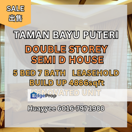 Taman Bayu Puteri Double Storey Semi D House , Johor, Johor Bahru