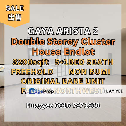 Gaya Arista 2 Double Storey Cluster House Endlot, Johor, Ulu Tiram