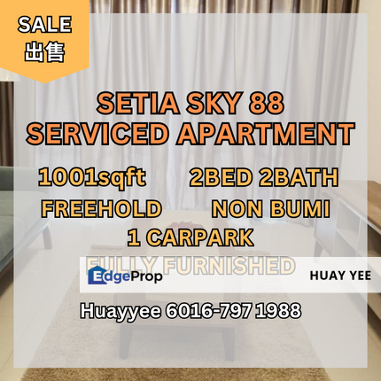 Setia Sky 88 Apartment 2bed 2bath Fully Furnished Sale, Johor, Johor Bahru