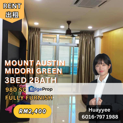 Mount Austin Austin Heights Midori Green Residence 3bedroom 2bathroom Fully Furnished For Rent, Johor, Johor Bahru