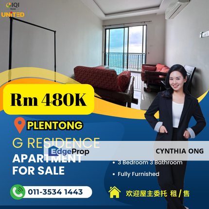 G Residence 3 Room For Sale, Johor, Plentong