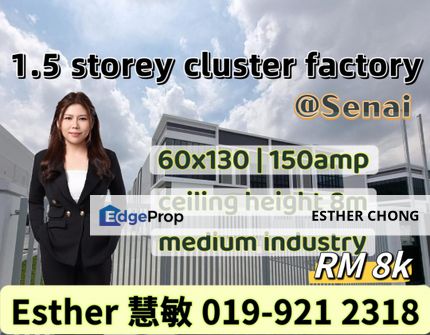 1.5 storey cluster factory, Johor, Senai