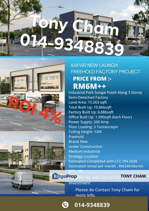 Sungai puloh industrial park, Klang New Freehold Semi D Factory For Sale, Selangor, Klang