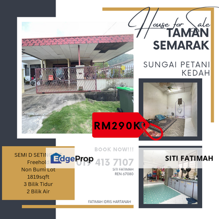 SEMI D MURAH TAMAN SEMARAK, SUNGAI PETANI KEDAH , Kedah, Kuala Muda