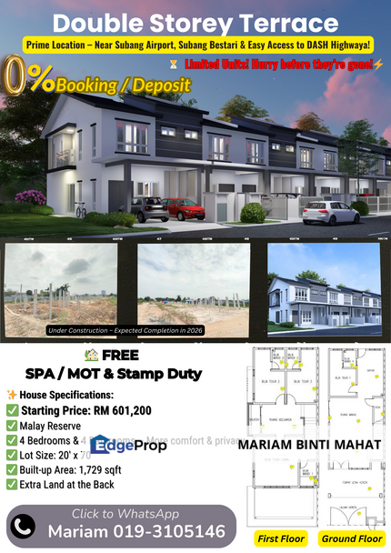 🏡 NEW PROJECT 2-STOREY TERRACE – STRATEGIC LOCATION NEAR SUBANG AIRPORT DASH, Selangor, Shah Alam