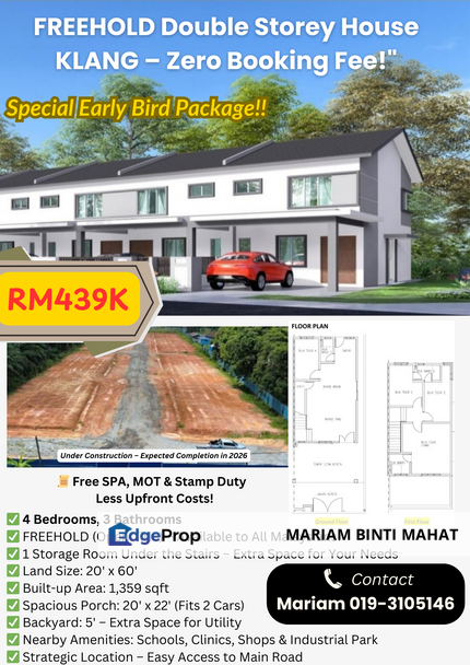 🏡 FREEHOLD New Double-Storey Terrace Housing Project - KLANG, Selangor 🏡, Selangor, Kapar 