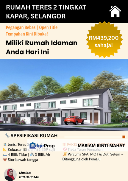 🏡 FREEHOLD New Double-Storey Terrace Housing Project - KLANG, Selangor 🏡, Selangor, Kapar 