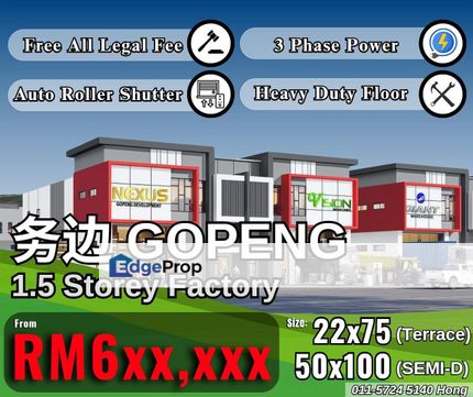 Gopeng, New 1.5 Storey Terrace Factory , Perak, Ipoh