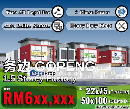 Gopeng, New 1.5 Storey Terrace Factory , Perak, Ipoh