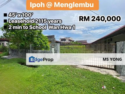 Menglembu Kampung Bungalow Lot For Sale Ipoh Perak , Perak, Kinta