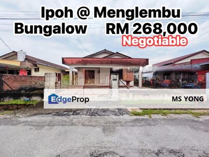 Menglembu Single Storey Bungalow House For Sale Ipoh Perak , Perak, Kinta