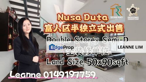 FOR SALE！！！ 🔥Nusa Duta3富人区半独立出售 🔥全装修美美的拿bag可以住了 🔥非常稀有AAA单位 🔥sibeh大的半独立 🔥靠近bukit indah ， iskandar puteri ， nusa bestari, Johor, Johor Bahru