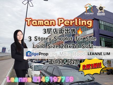‼️Taman Baiduri, 3 Storey Shop Lot For Sales Facing Main Road ‼️ ‼️Nearby Perling,Bukit Indah‼️, Johor, Johor Bahru
