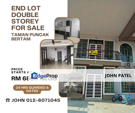 Double Storey Terrace House Fully Furnished End Lot 24 hrs Guarded & Gated , Melaka, Bertam Ulu