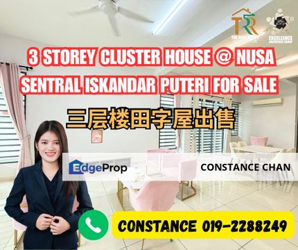 Taman Nusa Sentral 3 Storey Cluster House @ Iskandar Puteri, Near Horizon Hills, Renovated Unit, Johor, 
