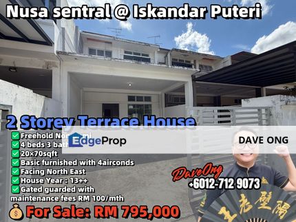 Nusa Sentral@Iskandar Puteri - 2 Storey Terrace 20x70, Johor, 