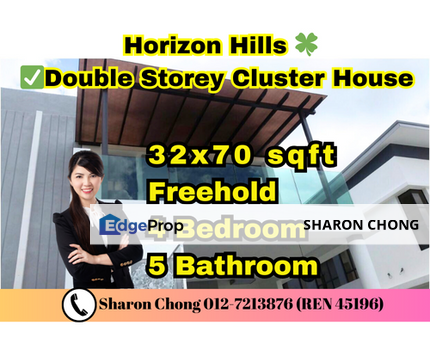 Double Storey Cluster House Canal Garden South Horizon Hills for Sale, Johor, 