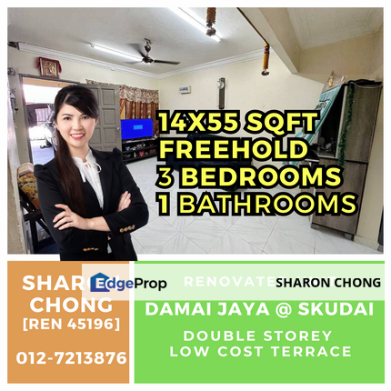 Double Storey Terrace Low Cost Taman Damai Jaya for Sale, Johor, Skudai