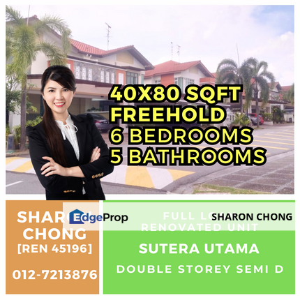 Full Loan Double Storey Semi D Cluster in Sutera Utama Sutera One for Sale, Johor, Skudai