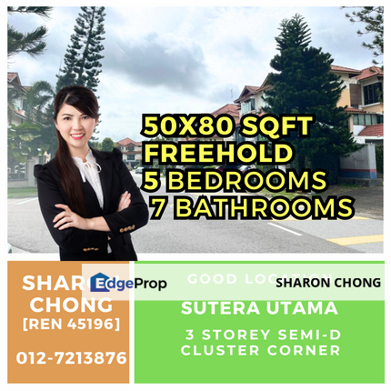 Taman Sutera Utama 3 Storey Semi D For Sale, Johor, Skudai