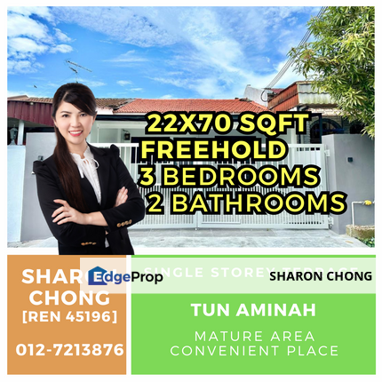 Single Storey Terrace House for Sale Jalan Perwira Taman Ungku Tun Aminah, Johor, Skudai