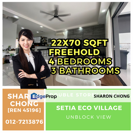 Unblock View Double Storey Terrace House for Sale Setia Eco Village Gelang Patah, Johor, Gelang Patah