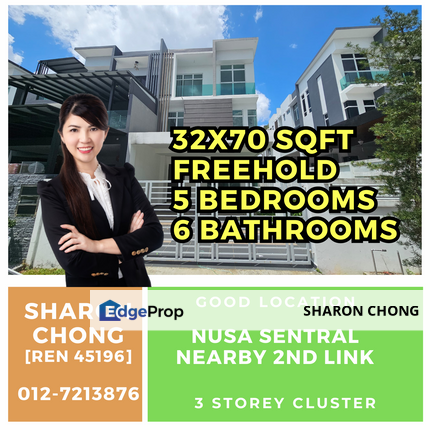 3 Storey Cluster House for Sale Taman Nusa Sentral, Johor, Nusajaya