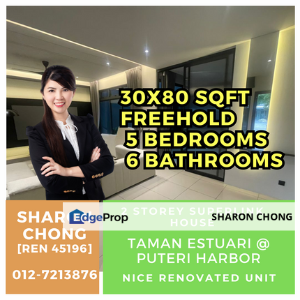 Taman Estuari Puteri Harbor 2 Storey Superlink House for Sale, Johor, Nusajaya