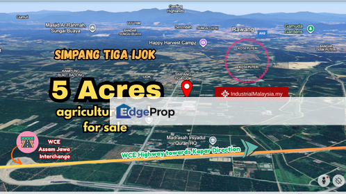 Agriculture Land for Sale - Simpang Tiga Ijok, near WCE Highway, Kota Puteri , Selangor, Kuala Selangor
