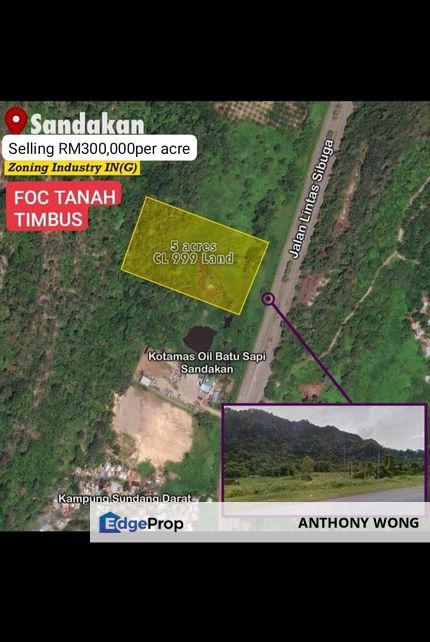 Sandakan sibuga land CL 5 Acre Mainroad, Sabah, Sandakan