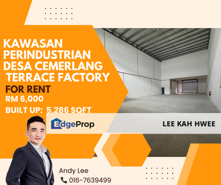 Taman Perindustrian Desa Cemerlang Terrace Factoiry for Rent, Johor, Ulu Tiram