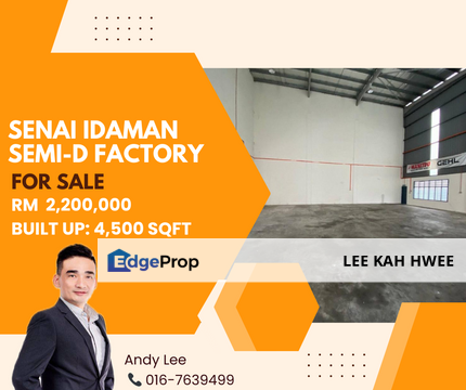 Taman Senai Idaman Kulai Semi-D Factory for Sale, Johor, Senai