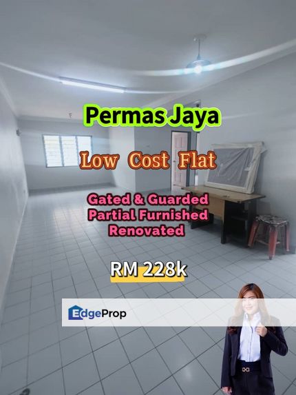 Permas Jaya Low Cost Flat @ Renovated @ Partial Furnished , Johor, Permas Jaya/Senibong