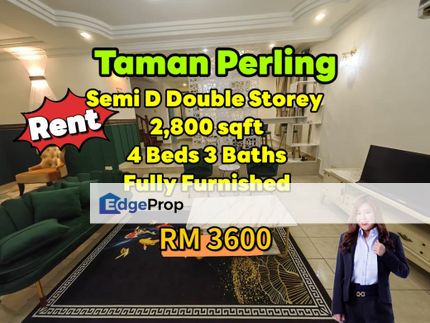 Taman Perling Semi D Double Storey Fully Furnished, Johor, Johor Bahru