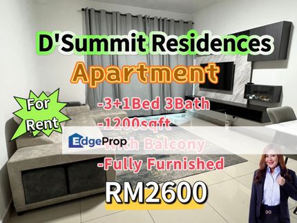 D' Summit Residences @ Fully Furnished With Balcony, Johor, Johor Bahru