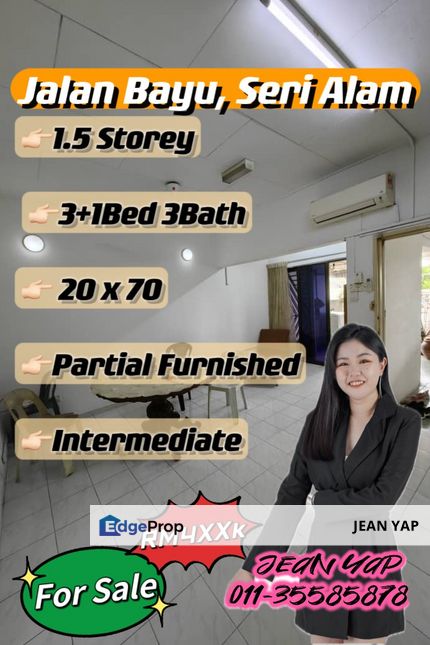 Jalan Bayu Seri Alam 1.5storey 3+1BR for sale, Johor, Masai