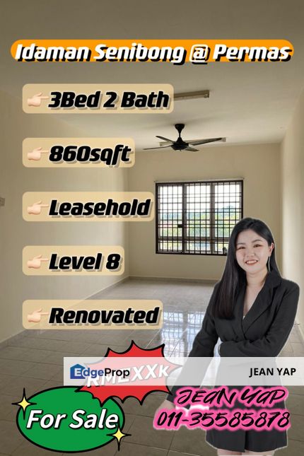 Idaman Senibong Permas Leasehold 3BR, Johor, Permas Jaya/Senibong