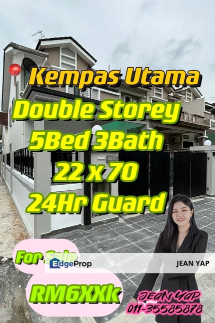 Kempas Utama Doubel Storey Endlot 24Hr Guard, Johor, Johor Bahru