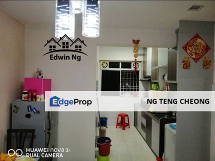 Sri Aman Apartment (Block C) at Relau, Middle Floor, Partially Furnished, 1 Car Park, Penang, Relau