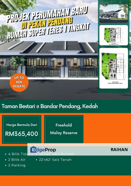 Taman Bestari Pekan Pendang Teres & Semi D Baru Mampu milik, Kedah, Pendang