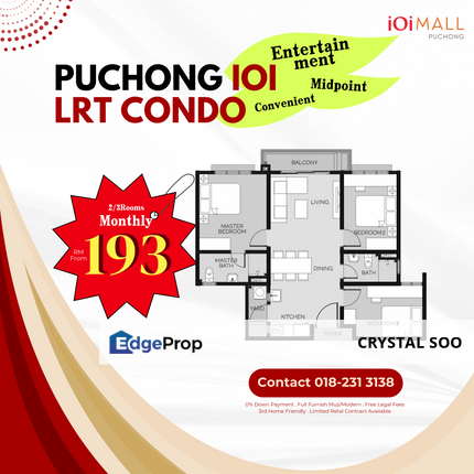 Puchong IOI Mall Residence connect with LRT Puchong Jaya ; 2-3 rooms FULL FURNISH from RM477K , Selangor, Damansara Jaya